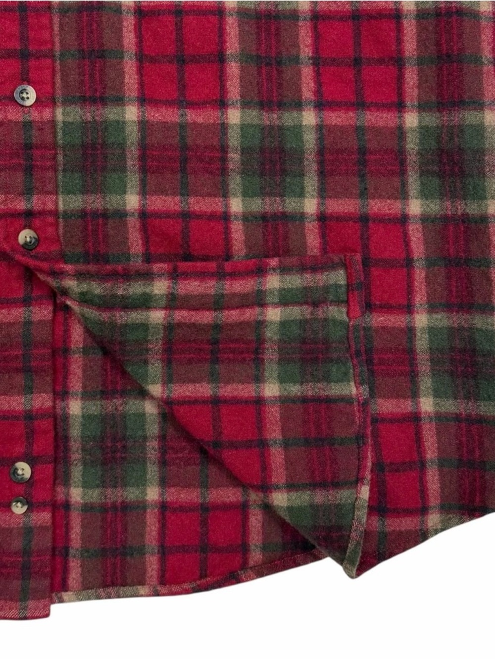 Vintage Pendleton Board Shirt Men Large Long Red Green Plaid Wool Collar Flannel - Picture 3 of 9